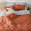 imageBedsure Twin XL Comforter Set  5 Pieces Reversible Blush Pink Bedding Twin XL Size Bed Set for All Seasons Bed in a Bag with Down Alternative Comforter Sheets Pillowcase ampamp Sham17  Burnt Orange