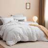 imageBedsure Twin XL Comforter Set  White Comforter Boho Tufted Shabby Chic Bedding for Kids 2 Pieces Vintage Farmhouse Bed Set for All Seasons Fluffy Soft Bedding with 1 Pillow Sham01  White