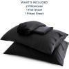 imageBedsure Twin XL Sheet Set Dorm Bedding Cooling Sheets Twin Extra Long Sheets Rayon Derived from Bamboo Deep Pocket Up to 16quot Hotel Luxury Silky Bedding Sheets ampamp Pillowcases Dark Grey09  Black