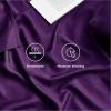imageBedsure Twin XL Sheet Set Dorm Bedding Cooling Sheets Twin Extra Long Sheets Rayon Derived from Bamboo Deep Pocket Up to 16quot Hotel Luxury Silky Bedding Sheets ampamp Pillowcases Dark Grey14  Plum