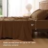 imageBedsure Twin XL Sheet Set Dorm Bedding Cooling Sheets Twin Extra Long Sheets Rayon Derived from Bamboo Deep Pocket Up to 16quot Hotel Luxury Silky Bedding Sheets ampamp Pillowcases Dark Grey20  Brown