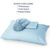 imageBedsure Twin XL Sheet Set Dorm Bedding Cooling Sheets Twin Extra Long Sheets Rayon Derived from Bamboo Deep Pocket Up to 16quot Hotel Luxury Silky Bedding Sheets ampamp Pillowcases Dark Grey08  Teal Blue