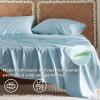imageBedsure Twin XL Sheet Set Dorm Bedding Cooling Sheets Twin Extra Long Sheets Rayon Derived from Bamboo Deep Pocket Up to 16quot Hotel Luxury Silky Bedding Sheets ampamp Pillowcases Dark Grey08  Teal Blue