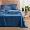 imageBedsure Twin XL Sheet Set Dorm Bedding Cooling Sheets Twin Extra Long Sheets Rayon Derived from Bamboo Deep Pocket Up to 16quot Hotel Luxury Silky Bedding Sheets ampamp Pillowcases Dark Grey06  Peacock Blue