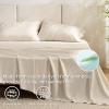 imageBedsure Twin XL Sheet Set Dorm Bedding Cooling Sheets Twin Extra Long Sheets Rayon Derived from Bamboo Deep Pocket Up to 16quot Hotel Luxury Silky Bedding Sheets ampamp Pillowcases Dark Grey12  Light Beige