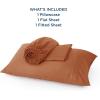 imageBedsure Twin XL Sheet Set Dorm Bedding Cooling Sheets Twin Extra Long Sheets Rayon Derived from Bamboo Deep Pocket Up to 16quot Hotel Luxury Silky Bedding Sheets ampamp Pillowcases Dark Grey19  Burnt Orange
