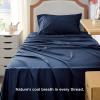 imageBedsure Twin XL Sheet Set Dorm Bedding Cooling Sheets Twin Extra Long Sheets Rayon Derived from Bamboo Deep Pocket Up to 16quot Hotel Luxury Silky Bedding Sheets ampamp Pillowcases Dark Grey07  Navy