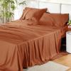 imageBedsure Twin XL Sheet Set Dorm Bedding Cooling Sheets Twin Extra Long Sheets Rayon Derived from Bamboo Deep Pocket Up to 16quot Hotel Luxury Silky Bedding Sheets ampamp Pillowcases Dark Grey19  Burnt Orange