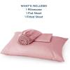 imageBedsure Twin XL Sheet Set Dorm Bedding Cooling Sheets Twin Extra Long Sheets Rayon Derived from Bamboo Deep Pocket Up to 16quot Hotel Luxury Silky Bedding Sheets ampamp Pillowcases Dark Grey21  Blush Pink