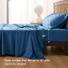 imageBedsure Twin XL Sheet Set Dorm Bedding Cooling Sheets Twin Extra Long Sheets Rayon Derived from Bamboo Deep Pocket Up to 16quot Hotel Luxury Silky Bedding Sheets ampamp Pillowcases Dark Grey06  Peacock Blue