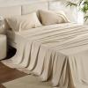 imageBedsure Twin XL Sheet Set Dorm Bedding Cooling Sheets Twin Extra Long Sheets Rayon Derived from Bamboo Deep Pocket Up to 16quot Hotel Luxury Silky Bedding Sheets ampamp Pillowcases Dark Grey03  Beige