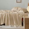 imageBedsure Twin XL Sheet Set Dorm Bedding Cooling Sheets Twin Extra Long Sheets Rayon Derived from Bamboo Deep Pocket Up to 16quot Hotel Luxury Silky Bedding Sheets ampamp Pillowcases Dark Grey03  Beige