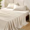 imageBedsure Twin XL Sheet Set Dorm Bedding Cooling Sheets Twin Extra Long Sheets Rayon Derived from Bamboo Deep Pocket Up to 16quot Hotel Luxury Silky Bedding Sheets ampamp Pillowcases Dark Grey12  Light Beige