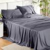 imageBedsure Twin XL Sheet Set Dorm Bedding Cooling Sheets Twin Extra Long Sheets Rayon Derived from Bamboo Deep Pocket Up to 16quot Hotel Luxury Silky Bedding Sheets ampamp Pillowcases Dark Grey01  Dark Grey
