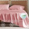 imageBedsure Twin XL Sheet Set Dorm Bedding Cooling Sheets Twin Extra Long Sheets Rayon Derived from Bamboo Deep Pocket Up to 16quot Hotel Luxury Silky Bedding Sheets ampamp Pillowcases Dark Grey21  Blush Pink