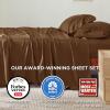 imageBedsure Twin XL Sheet Set Dorm Bedding Cooling Sheets Twin Extra Long Sheets Rayon Derived from Bamboo Deep Pocket Up to 16quot Hotel Luxury Silky Bedding Sheets ampamp Pillowcases Dark Grey20  Brown