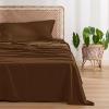 imageBedsure Twin XL Sheet Set Dorm Bedding Cooling Sheets Twin Extra Long Sheets Rayon Derived from Bamboo Deep Pocket Up to 16quot Hotel Luxury Silky Bedding Sheets ampamp Pillowcases Dark Grey20  Brown
