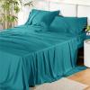 imageBedsure Twin XL Sheet Set Dorm Bedding Cooling Sheets Twin Extra Long Sheets Rayon Derived from Bamboo Deep Pocket Up to 16quot Hotel Luxury Silky Bedding Sheets ampamp Pillowcases Dark Grey18  Turquoise