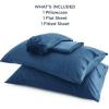 imageBedsure Twin XL Sheet Set Dorm Bedding Cooling Sheets Twin Extra Long Sheets Rayon Derived from Bamboo Deep Pocket Up to 16quot Hotel Luxury Silky Bedding Sheets ampamp Pillowcases Dark Grey06  Peacock Blue
