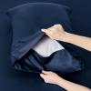 imageBedsure Twin XL Sheet Set Dorm Bedding Cooling Sheets Twin Extra Long Sheets Rayon Derived from Bamboo Deep Pocket Up to 16quot Hotel Luxury Silky Bedding Sheets ampamp Pillowcases Dark Grey07  Navy