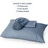 imageBedsure Twin XL Sheet Set Dorm Bedding Cooling Sheets Twin Extra Long Sheets Rayon Derived from Bamboo Deep Pocket Up to 16quot Hotel Luxury Silky Bedding Sheets ampamp Pillowcases Dark Grey05  Mineral Blue