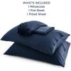 imageBedsure Twin XL Sheet Set Dorm Bedding Cooling Sheets Twin Extra Long Sheets Rayon Derived from Bamboo Deep Pocket Up to 16quot Hotel Luxury Silky Bedding Sheets ampamp Pillowcases Dark Grey07  Navy