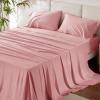 imageBedsure Twin XL Sheet Set Dorm Bedding Cooling Sheets Twin Extra Long Sheets Rayon Derived from Bamboo Deep Pocket Up to 16quot Hotel Luxury Silky Bedding Sheets ampamp Pillowcases Dark Grey21  Blush Pink