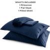 imageBedsure Twin XL Sheet Set Dorm Bedding Cooling Sheets Twin Extra Long Sheets Rayon Derived from Bamboo Deep Pocket Up to 16quot Hotel Luxury Silky Bedding Sheets ampamp Pillowcases Dark Grey07  Navy