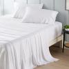 imageBedsure Twin XL Sheet Set Dorm Bedding Cooling Sheets Twin Extra Long Sheets Rayon Derived from Bamboo Deep Pocket Up to 16quot Hotel Luxury Silky Bedding Sheets ampamp Pillowcases Dark Grey02  White