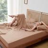 imageBedsure Twin XL Sheet Set Dorm Bedding Cooling Sheets Twin Extra Long Sheets Rayon Derived from Bamboo Deep Pocket Up to 16quot Hotel Luxury Silky Bedding Sheets ampamp Pillowcases Dark Grey24  Taupe