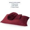 imageBedsure Twin XL Sheet Set Dorm Bedding Cooling Sheets Twin Extra Long Sheets Rayon Derived from Bamboo Deep Pocket Up to 16quot Hotel Luxury Silky Bedding Sheets ampamp Pillowcases Dark Grey15  Burgundy