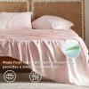 imageBedsure Twin XL Sheet Set Dorm Bedding Cooling Sheets Twin Extra Long Sheets Rayon Derived from Bamboo Deep Pocket Up to 16quot Hotel Luxury Silky Bedding Sheets ampamp Pillowcases Dark Grey11  Pink