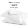 imageBedsure Twin XL Sheet Set Dorm Bedding Cooling Sheets Twin Extra Long Sheets Rayon Derived from Bamboo Deep Pocket Up to 16quot Hotel Luxury Silky Bedding Sheets ampamp Pillowcases Dark Grey02  White