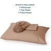 imageBedsure Twin XL Sheet Set Dorm Bedding Cooling Sheets Twin Extra Long Sheets Rayon Derived from Bamboo Deep Pocket Up to 16quot Hotel Luxury Silky Bedding Sheets ampamp Pillowcases Dark Grey24  Taupe
