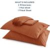 imageBedsure Twin XL Sheet Set Dorm Bedding Cooling Sheets Twin Extra Long Sheets Rayon Derived from Bamboo Deep Pocket Up to 16quot Hotel Luxury Silky Bedding Sheets ampamp Pillowcases Dark Grey19  Burnt Orange