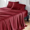 imageBedsure Twin XL Sheet Set Dorm Bedding Cooling Sheets Twin Extra Long Sheets Rayon Derived from Bamboo Deep Pocket Up to 16quot Hotel Luxury Silky Bedding Sheets ampamp Pillowcases Dark Grey15  Burgundy