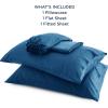imageBedsure Twin XL Sheet Set Dorm Bedding Cooling Sheets Twin Extra Long Sheets Rayon Derived from Bamboo Deep Pocket Up to 16quot Hotel Luxury Silky Bedding Sheets ampamp Pillowcases Dark Grey06  Peacock Blue