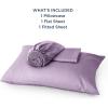 imageBedsure Twin XL Sheet Set Dorm Bedding Cooling Sheets Twin Extra Long Sheets Rayon Derived from Bamboo Deep Pocket Up to 16quot Hotel Luxury Silky Bedding Sheets ampamp Pillowcases Dark Grey13  Lilac