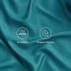 imageBedsure Twin XL Sheet Set Dorm Bedding Cooling Sheets Twin Extra Long Sheets Rayon Derived from Bamboo Deep Pocket Up to 16quot Hotel Luxury Silky Bedding Sheets ampamp Pillowcases Dark Grey18  Turquoise