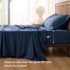 imageBedsure Twin XL Sheet Set Dorm Bedding Cooling Sheets Twin Extra Long Sheets Rayon Derived from Bamboo Deep Pocket Up to 16quot Hotel Luxury Silky Bedding Sheets ampamp Pillowcases Dark Grey07  Navy