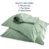imageBedsure Twin XL Sheet Set Dorm Bedding Cooling Sheets Twin Extra Long Sheets Rayon Derived from Bamboo Deep Pocket Up to 16quot Hotel Luxury Silky Bedding Sheets ampamp Pillowcases Dark Grey10  Sage Green