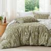 imageBedsure TwinTwin XL Comforter Set  Sage Green Bed Set 2 Pieces Cute Floral Bedding 1 Soft Reversible Botanical Flowers Comforter and 1 Pillow Sham02  Olive Green