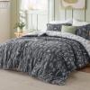 imageBedsure TwinTwin XL Comforter Set  Sage Green Bed Set 2 Pieces Cute Floral Bedding 1 Soft Reversible Botanical Flowers Comforter and 1 Pillow Sham05  Dark Grey