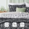 imageBedsure TwinTwin XL Comforter Set  Sage Green Bed Set 2 Pieces Cute Floral Bedding 1 Soft Reversible Botanical Flowers Comforter and 1 Pillow Sham05  Dark Grey