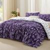 imageBedsure TwinTwin XL Comforter Set  Sage Green Bed Set 2 Pieces Cute Floral Bedding 1 Soft Reversible Botanical Flowers Comforter and 1 Pillow Sham16  Dark Purple