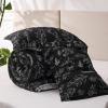 imageBedsure TwinTwin XL Comforter Set  Sage Green Bed Set 2 Pieces Cute Floral Bedding 1 Soft Reversible Botanical Flowers Comforter and 1 Pillow Sham22  Black