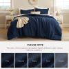 imageBedsure Waffle Comforter Set Queen Soft and Breathable Coconut White Bedding Comforter Set 3 Pieces 1 Waffle Weave Comforter 90quotx90quot and 2 Pillow Shams 20quotx26quot2quot07  Navy