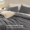 imageBedsure Waffle Comforter Set Queen Soft and Breathable Coconut White Bedding Comforter Set 3 Pieces 1 Waffle Weave Comforter 90quotx90quot and 2 Pillow Shams 20quotx26quot2quot03  Dark Grey