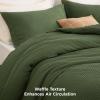 imageBedsure Waffle Comforter Set Queen Soft and Breathable Coconut White Bedding Comforter Set 3 Pieces 1 Waffle Weave Comforter 90quotx90quot and 2 Pillow Shams 20quotx26quot2quot04  Dark Green