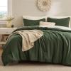 imageBedsure Waffle Comforter Set Queen Soft and Breathable Coconut White Bedding Comforter Set 3 Pieces 1 Waffle Weave Comforter 90quotx90quot and 2 Pillow Shams 20quotx26quot2quot04  Dark Green